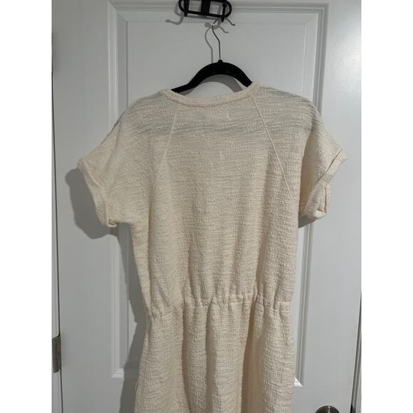 NWT Lou & Grey x LOFT Tweedknit Short Sleeve Drawstring Mini Dress Cream Medium - Picture 7 of 8